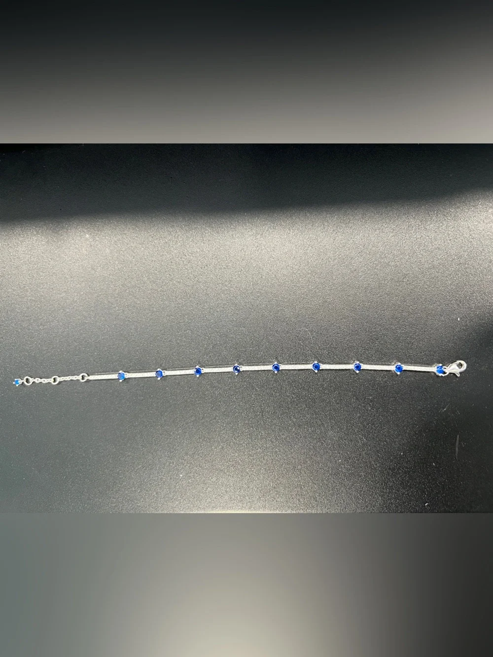Pandora Sterling Silver Blue Crystal Station Bracelet